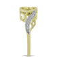 Anel de Prata com Banho de Ouro com Diamante Azul Dançante e Topázio Branco  Contraste: Cabeca de Veado (800)