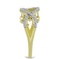 Anel de Prata com Banho de Ouro com Diamante Azul Dançante e Topázio Branco  Contraste: Cabeca de Veado (800)