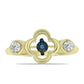 Anel de Prata com Banho de Ouro com Diamante Azul Dançante e Topázio Branco