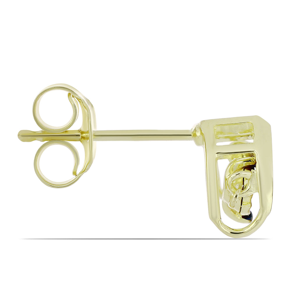 Brincos de Prata com Banho de Ouro com Diamante Azul Dançante 2 