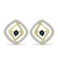 Brincos de Prata com Banho de Ouro com Diamante Azul Dançante e Topázio Branco