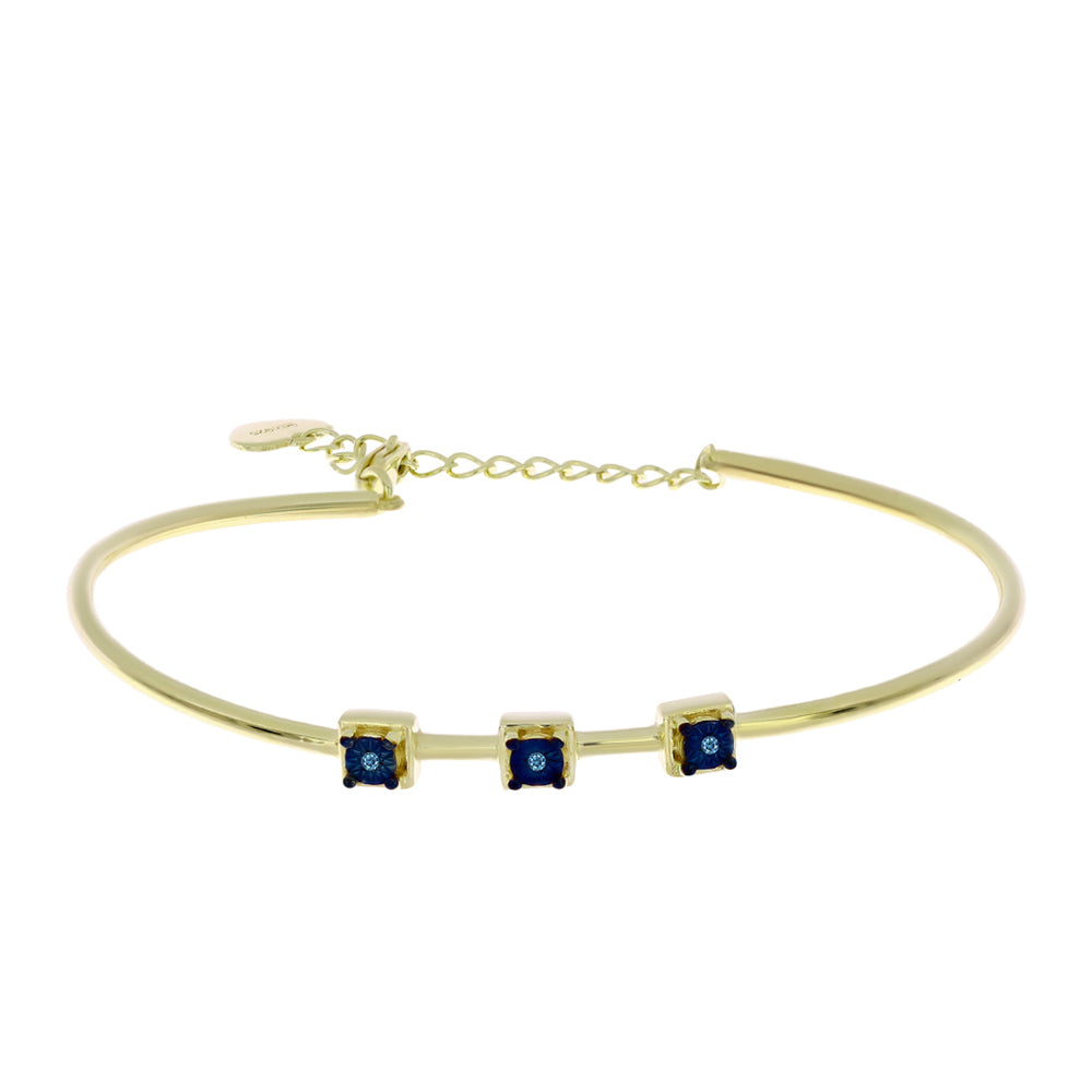 Pulseira de Prata com Banho de Ouro com Diamante Azul Dançante  Contraste: Cabeca de Veado (800) 1 