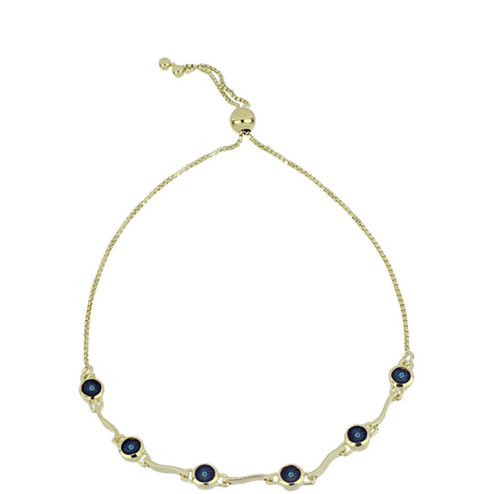 Pulseira de Prata com Banho de Ouro com Diamante Azul Dançante  Contraste: Cabeca de Veado (800) 1 