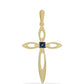 Cruz Pendente de Prata com Banho de Ouro com Diamante Azul Dançante
