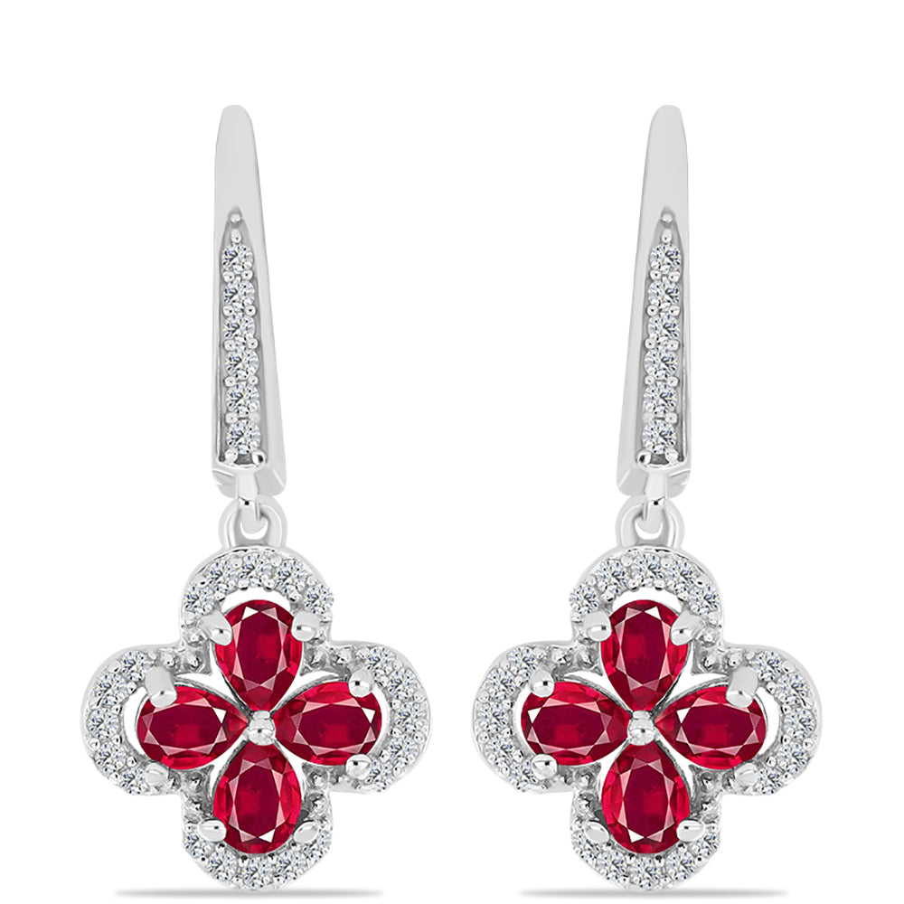Brincos de Prata com Rubi de Madagáscar e Topázio Branco 1 