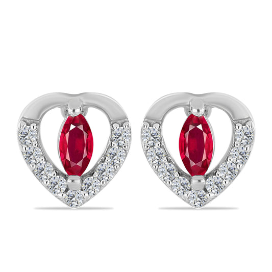 Brincos de Prata com Rubi de Madagáscar e Topázio Branco