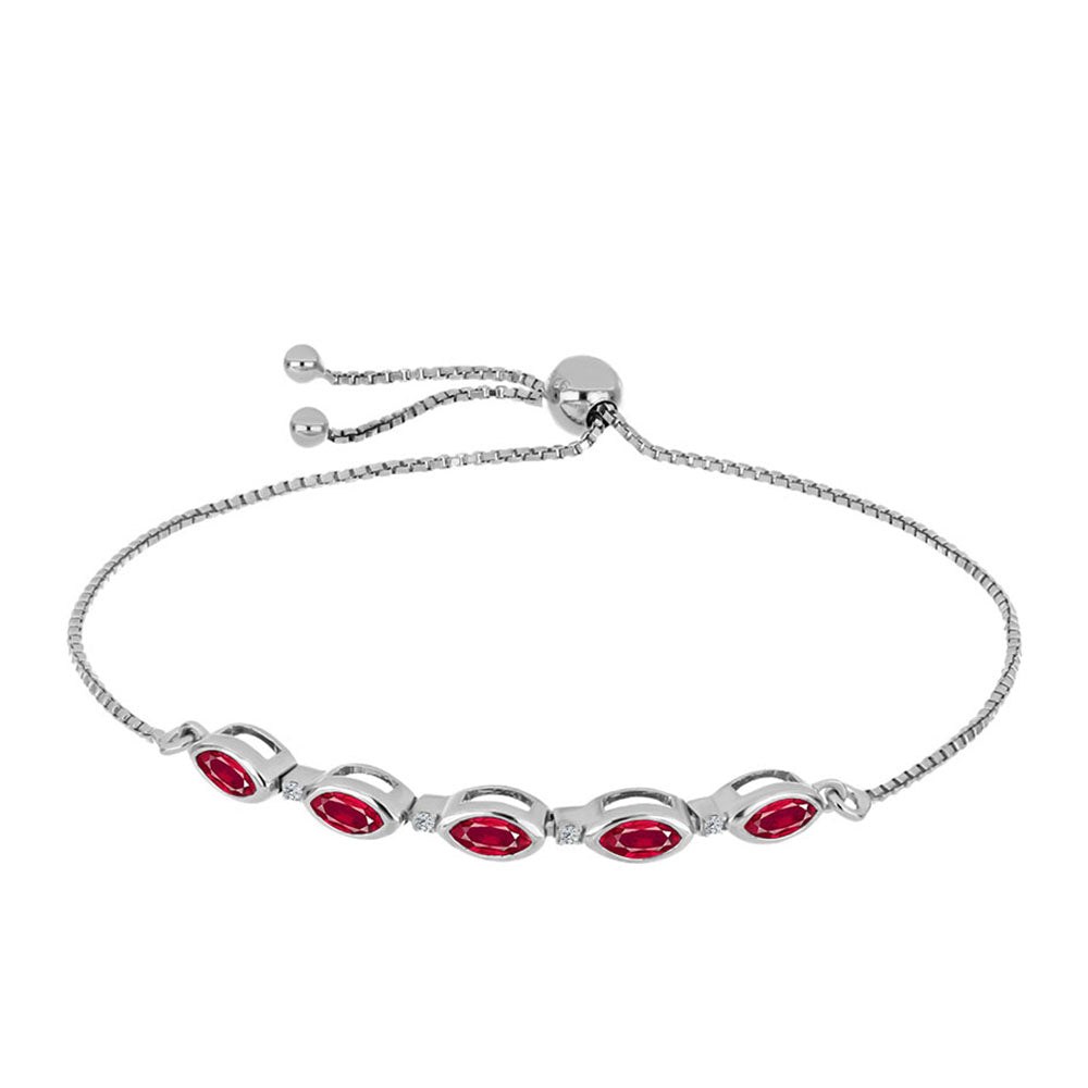 Pulseira de Prata com Rubi de Madagáscar e Topázio Branco  Contraste: Cabeca de Veado (800) 1 