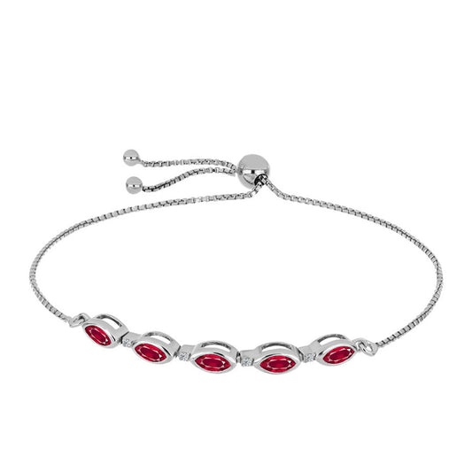 Pulseira de Prata com Rubi de Madagáscar e Topázio Branco  Contraste: Cabeca de Veado (800)