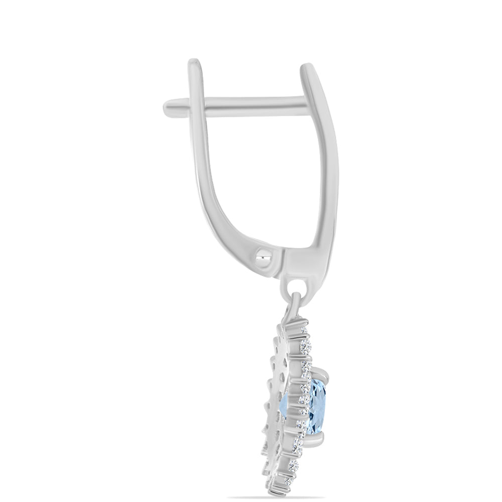 Brincos de Prata com Água-marinha de Embu County e Topázio Branco 2 