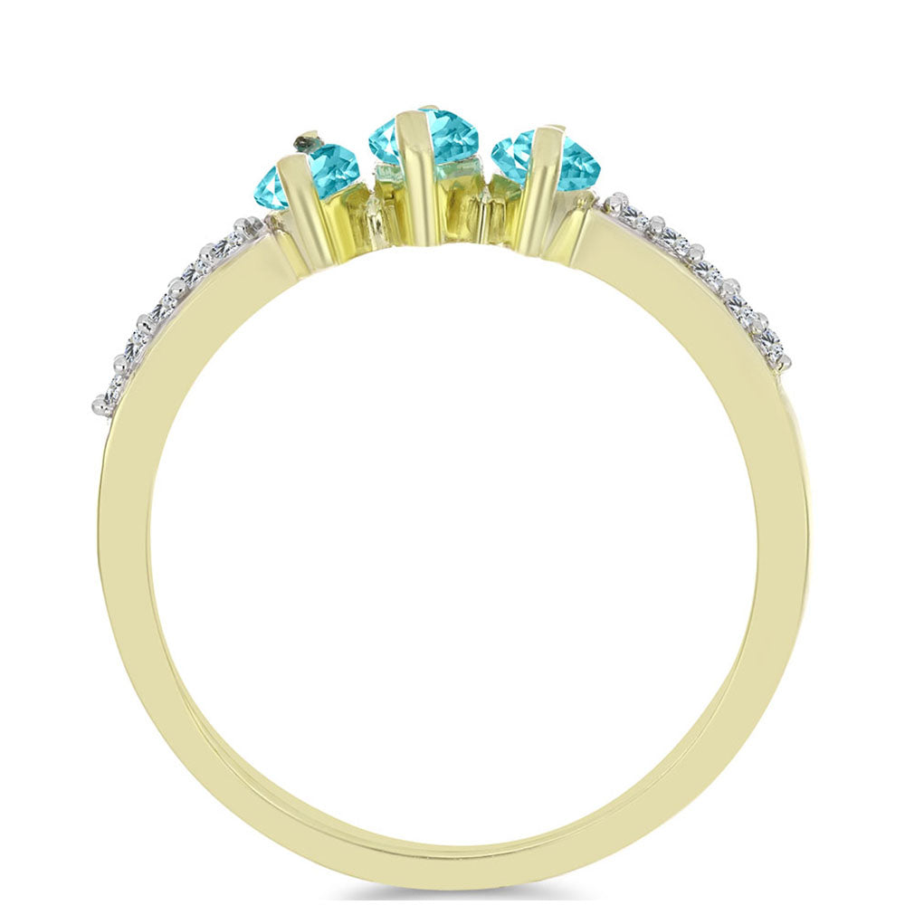 Anel de Prata com Banho de Ouro com Quartzo de Paraíba e Topázio Branco