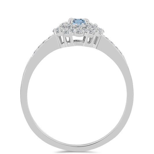 Anel de Prata com Água-marinha de Embu County e Topázio Branco