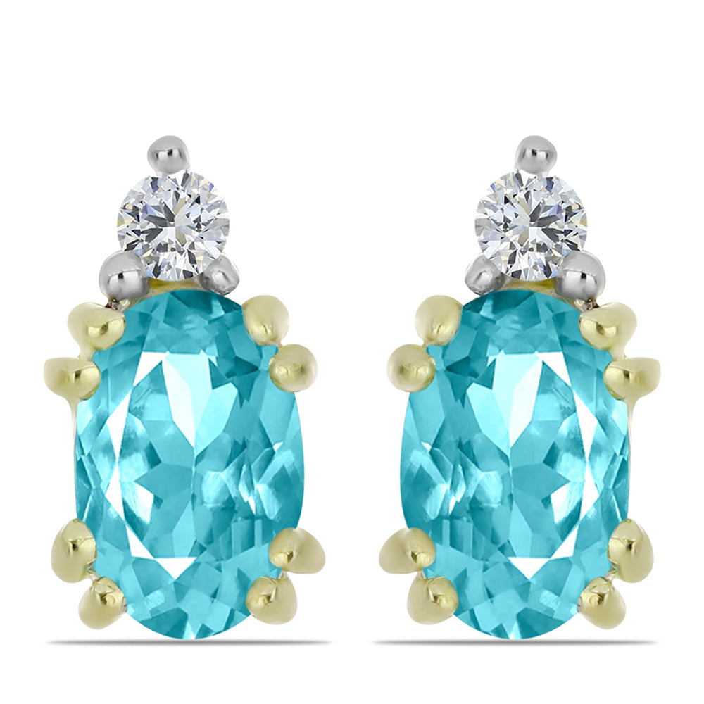 Brincos de Prata com Banho de Ouro com Quartzo de Paraíba e Topázio Branco 1 