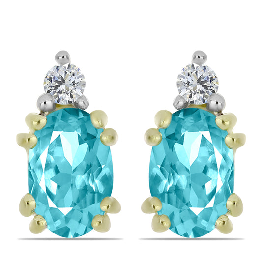 Brincos de Prata com Banho de Ouro com Quartzo de Paraíba e Topázio Branco