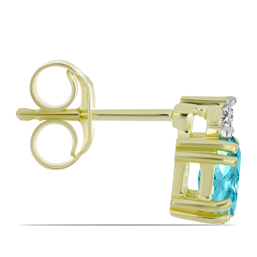 Brincos de Prata com Banho de Ouro com Quartzo de Paraíba e Topázio Branco 2 