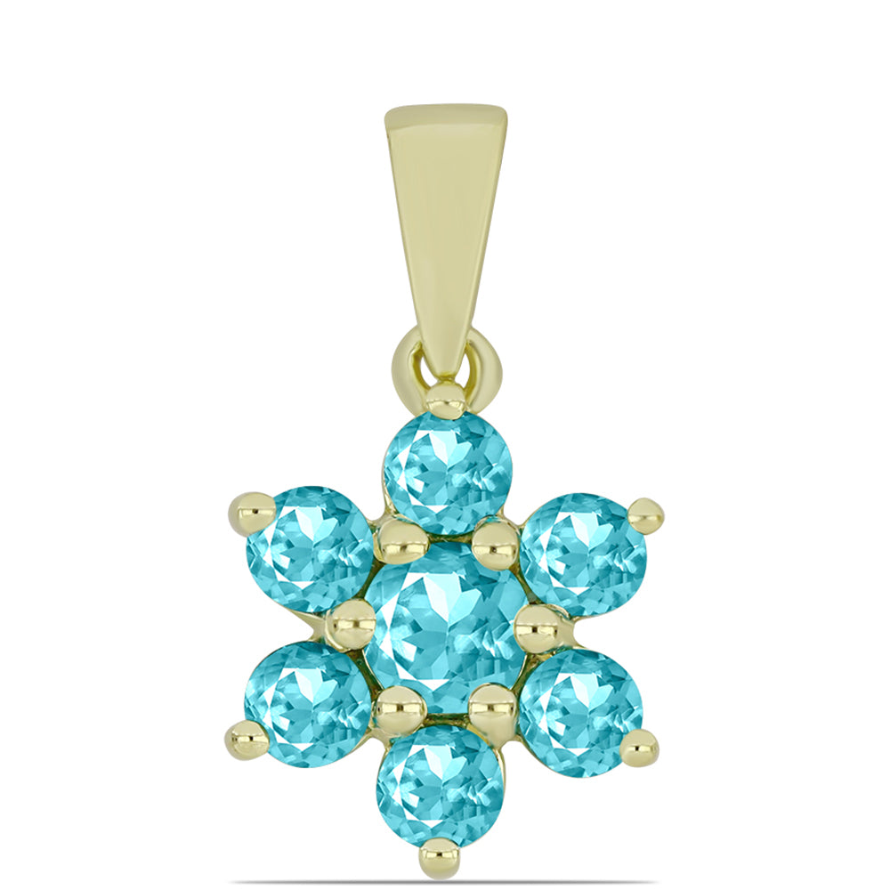 Pendente de Prata com Banho de Ouro com Quartzo de Paraíba