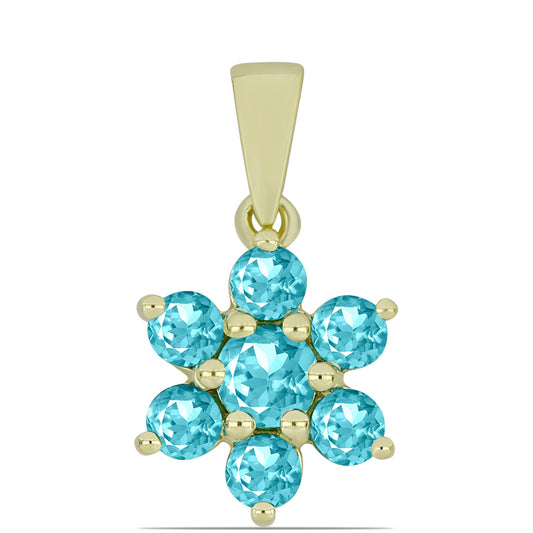 Pendente de Prata com Banho de Ouro com Quartzo de Paraíba