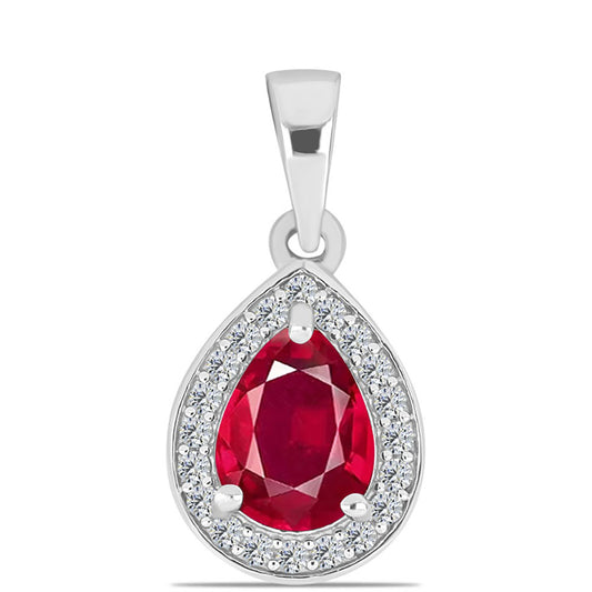Pendente de Prata com Rubi de Madagáscar e Topázio Branco