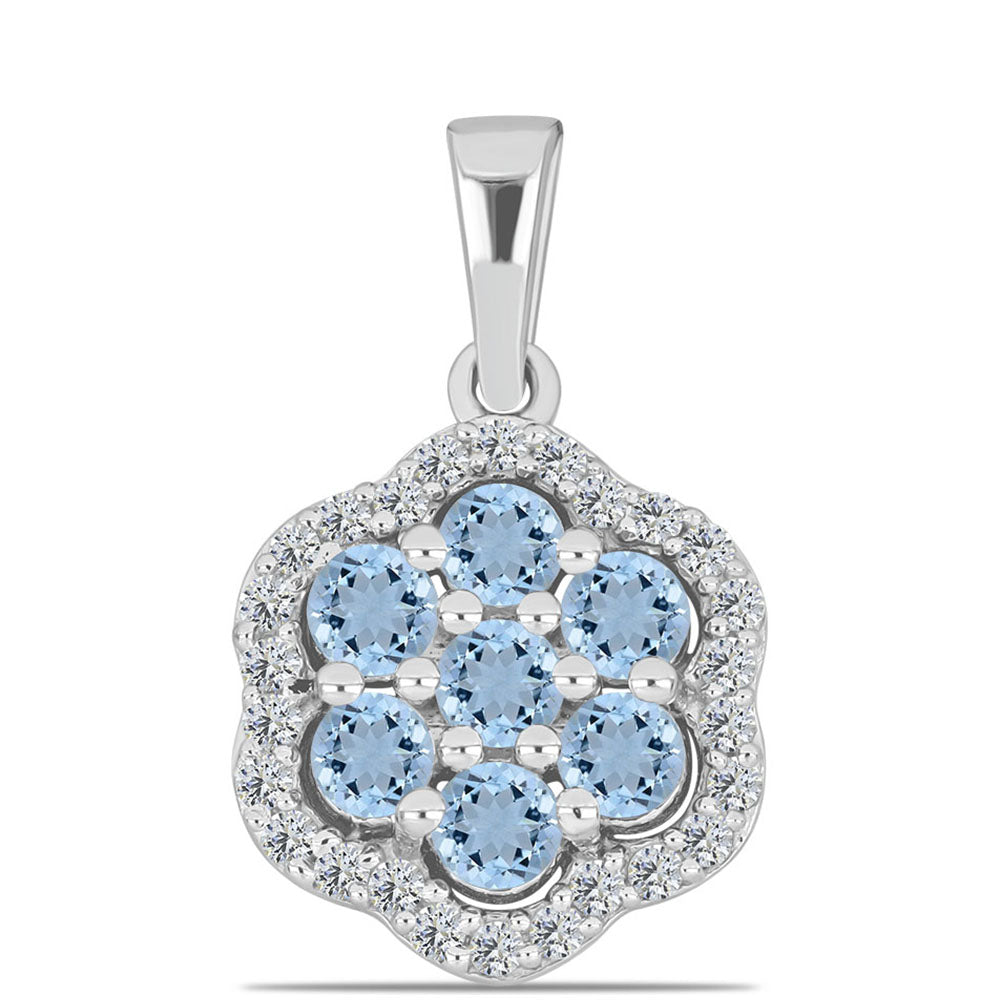 Pendente de Prata com Água-marinha de Embu County e Topázio Branco 1 