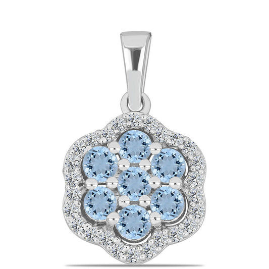 Pendente de Prata com Água-marinha de Embu County e Topázio Branco