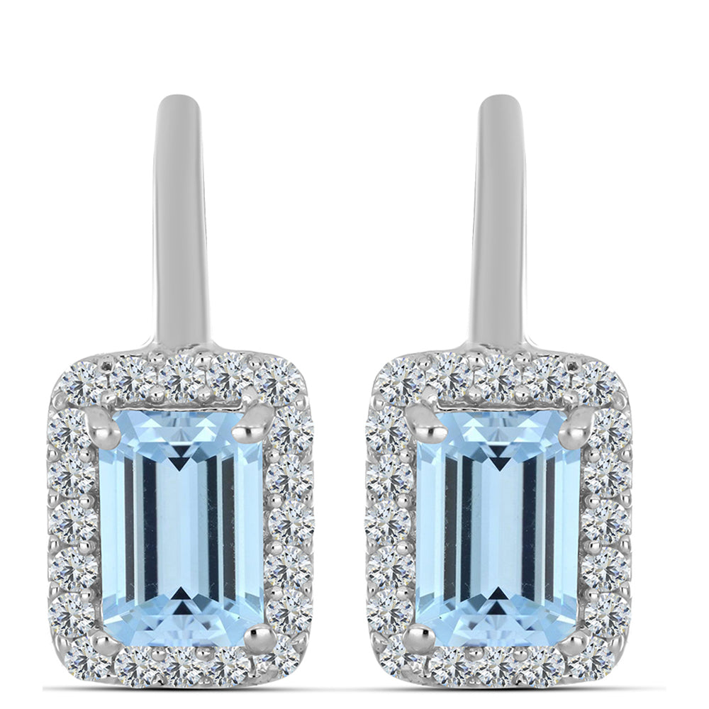 Brincos de Prata com Água-marinha de Embu County e Topázio Branco 1 