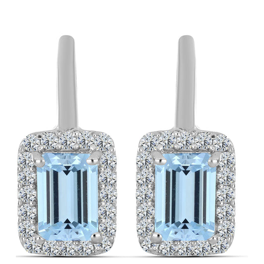 Brincos de Prata com Água-marinha de Embu County e Topázio Branco