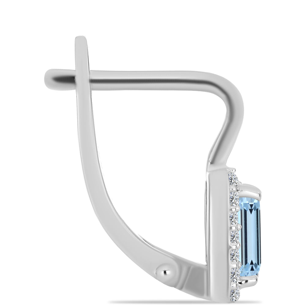 Brincos de Prata com Água-marinha de Embu County e Topázio Branco 2 