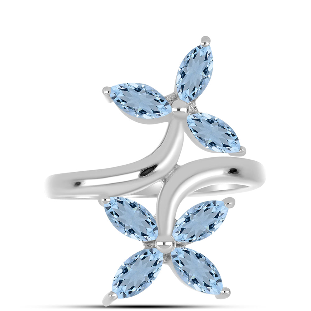 Anel de Prata com Água-marinha de Embu County  Contraste: Cabeca de Veado (800) 1 