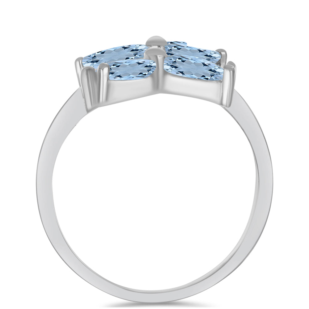 Anel de Prata com Água-marinha de Embu County  Contraste: Cabeca de Veado (800)