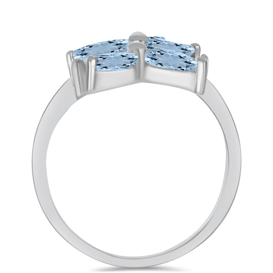 Anel de Prata com Água-marinha de Embu County  Contraste: Cabeca de Veado (800)