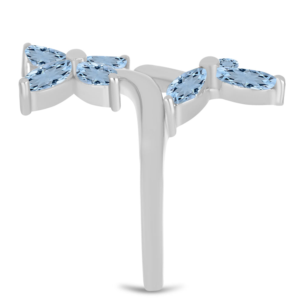 Anel de Prata com Água-marinha de Embu County  Contraste: Cabeca de Veado (800)