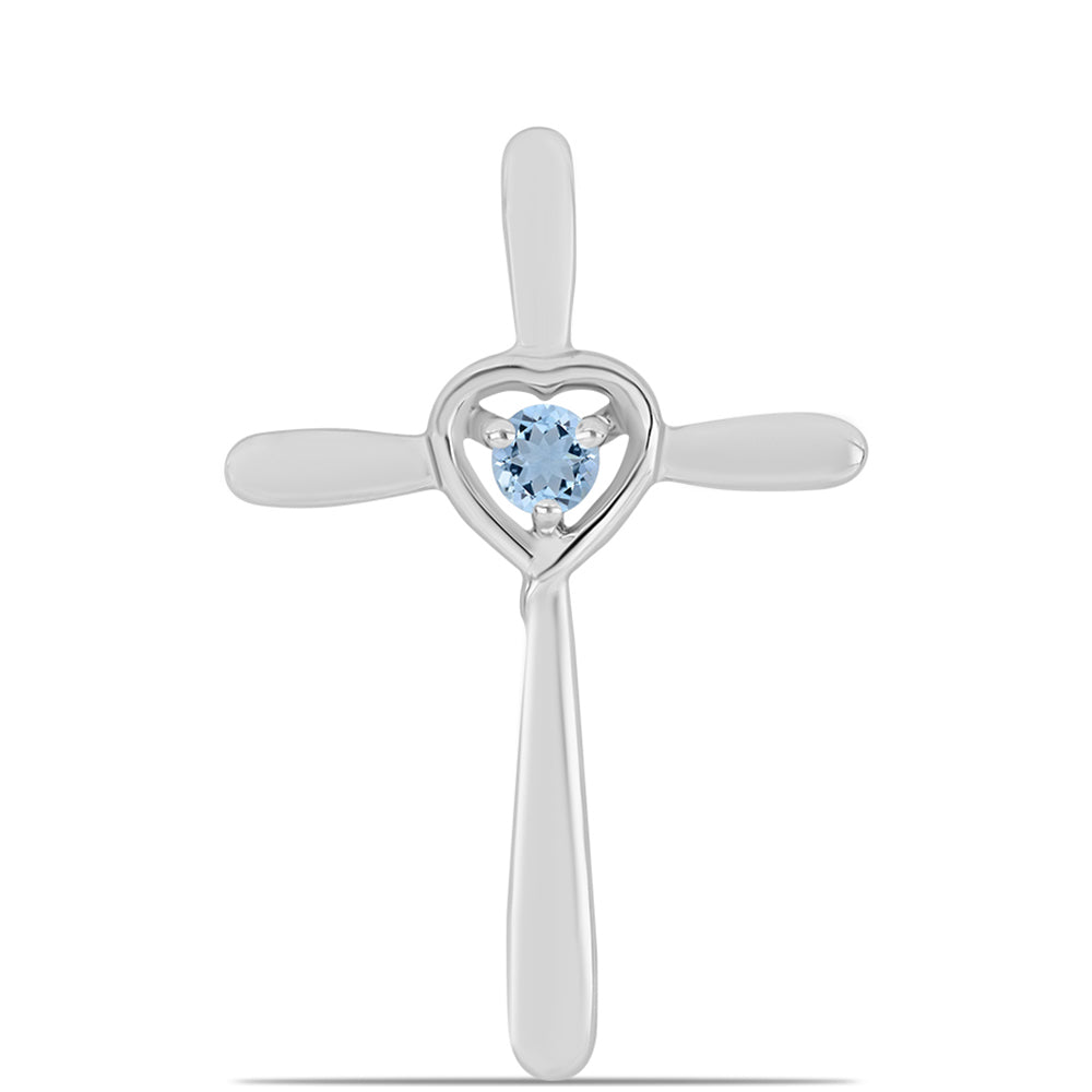 Cruz Pendente de Prata com Água-marinha de Embu County