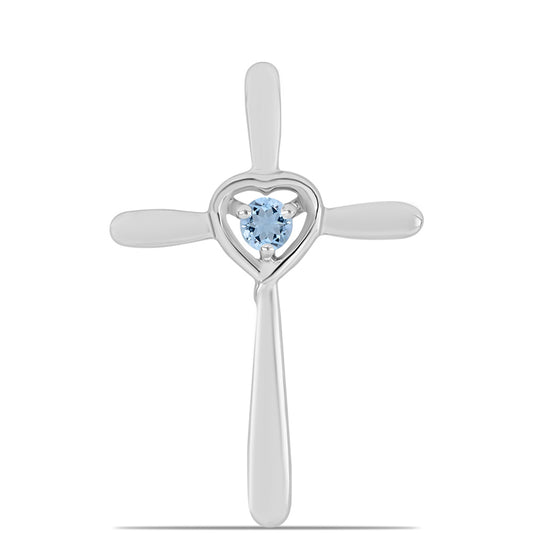 Cruz Pendente de Prata com Água-marinha de Embu County