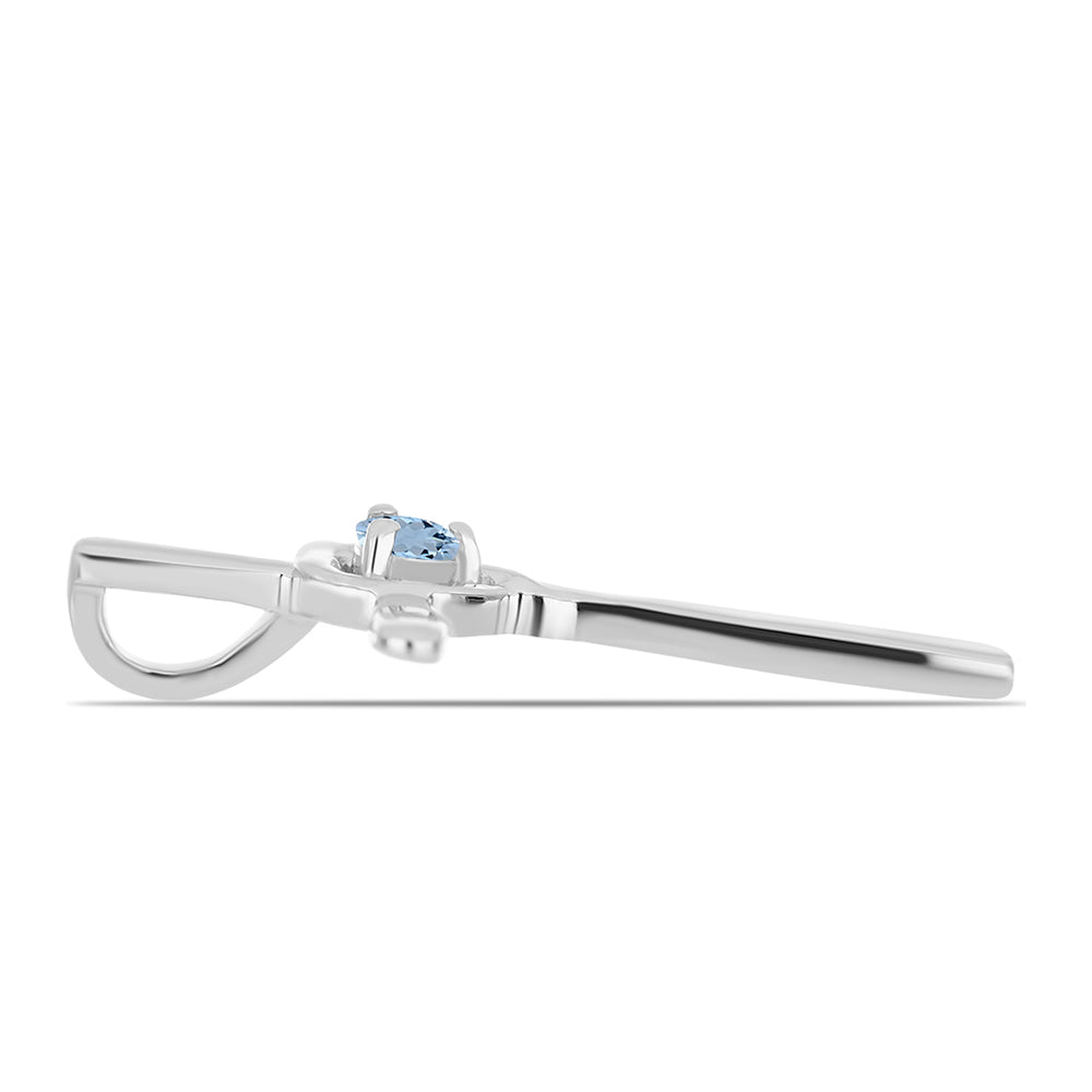 Cruz Pendente de Prata com Água-marinha de Embu County 2 