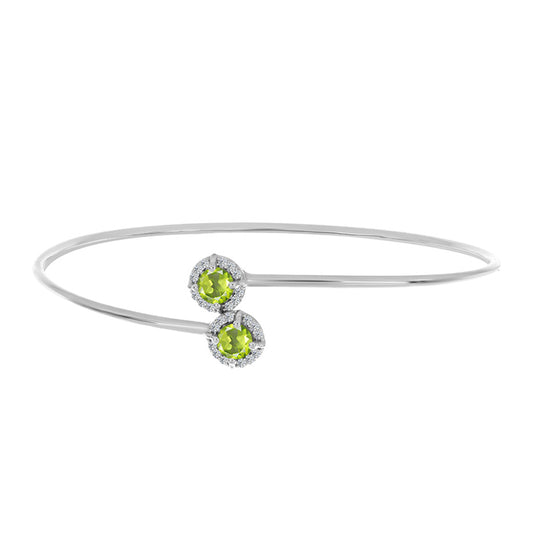 Pulseira de Prata com Peridoto de Changbai e Topázio Branco  Contraste: Cabeca de Veado (800)