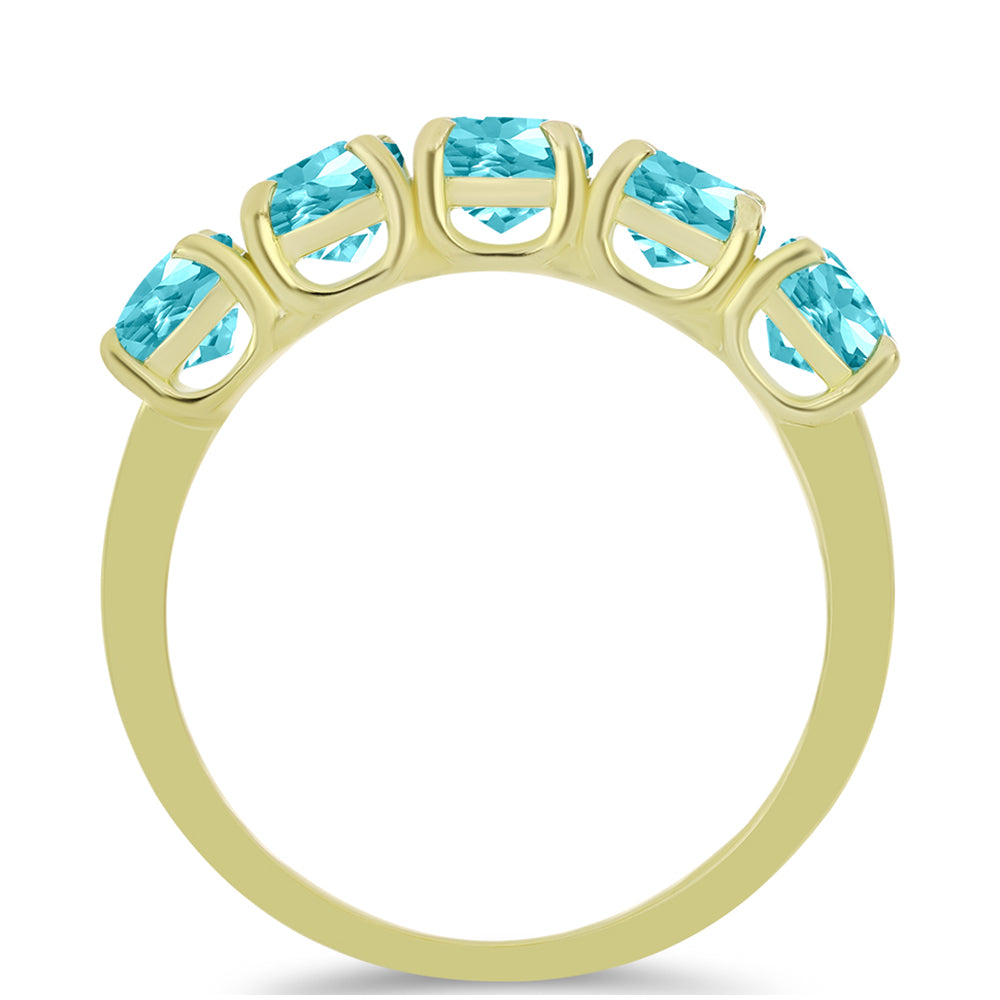 Anel de Prata com Banho de Ouro com Quartzo de Paraíba