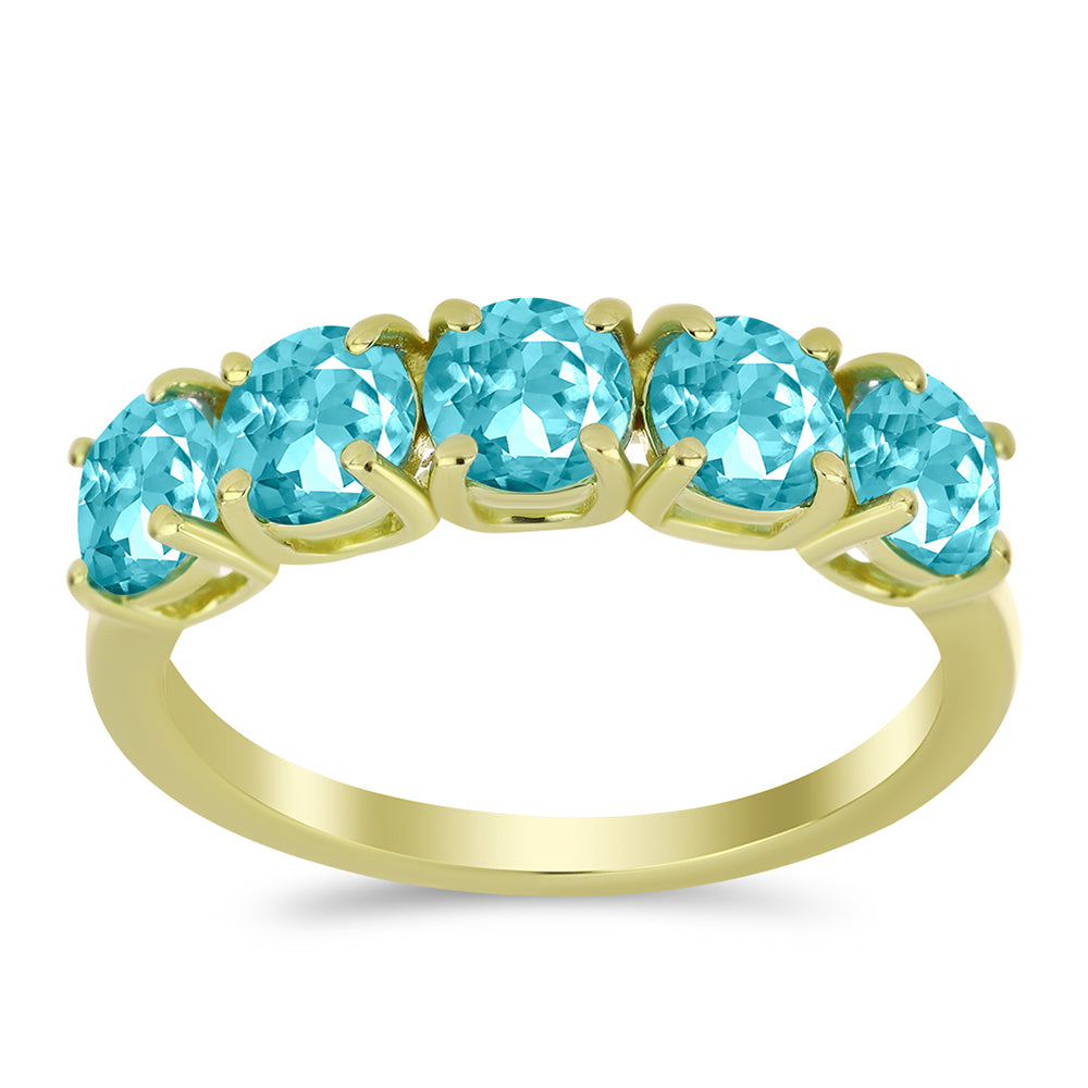 Anel de Prata com Banho de Ouro com Quartzo de Paraíba 1 