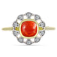 Anel de Prata com Banho de Ouro com Coral Esponja Vermelha e Topázio Branco