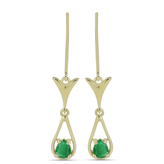 Brincos de Prata com Banho de Ouro com Esmeralda da Zambézia