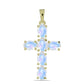 Cruz Pendente de Prata com Banho de Ouro com Pedra da Lua Arco-íris