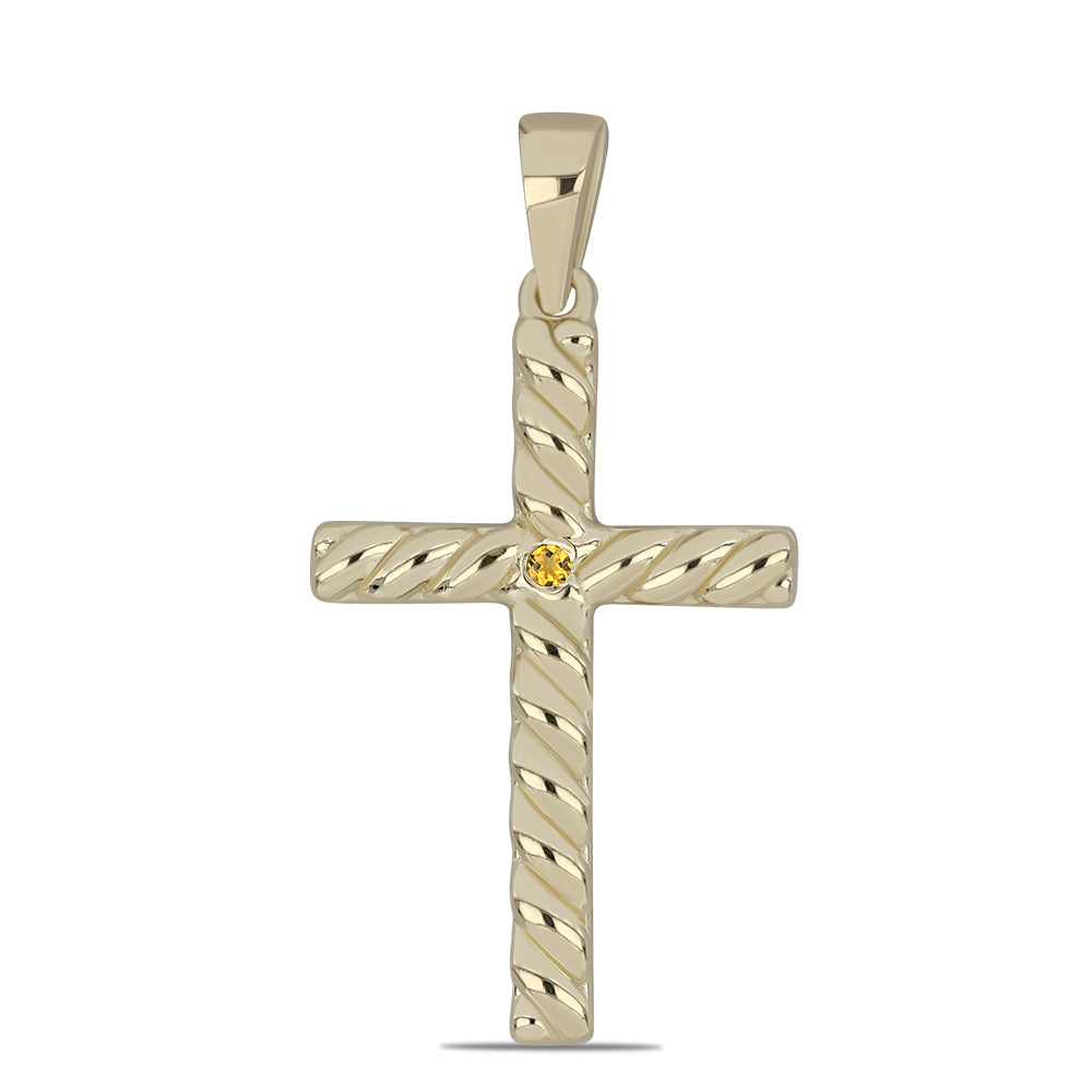 Cruz Pendente de Prata com Banho de Ouro com Citrino de Ural 1 