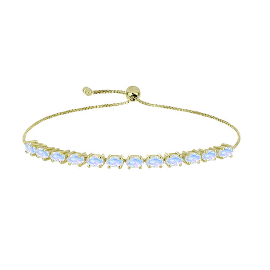 Pulseira de Prata com Banho de Ouro com Pedra da Lua Arco-íris  Contraste: Cabeca de Veado (800)