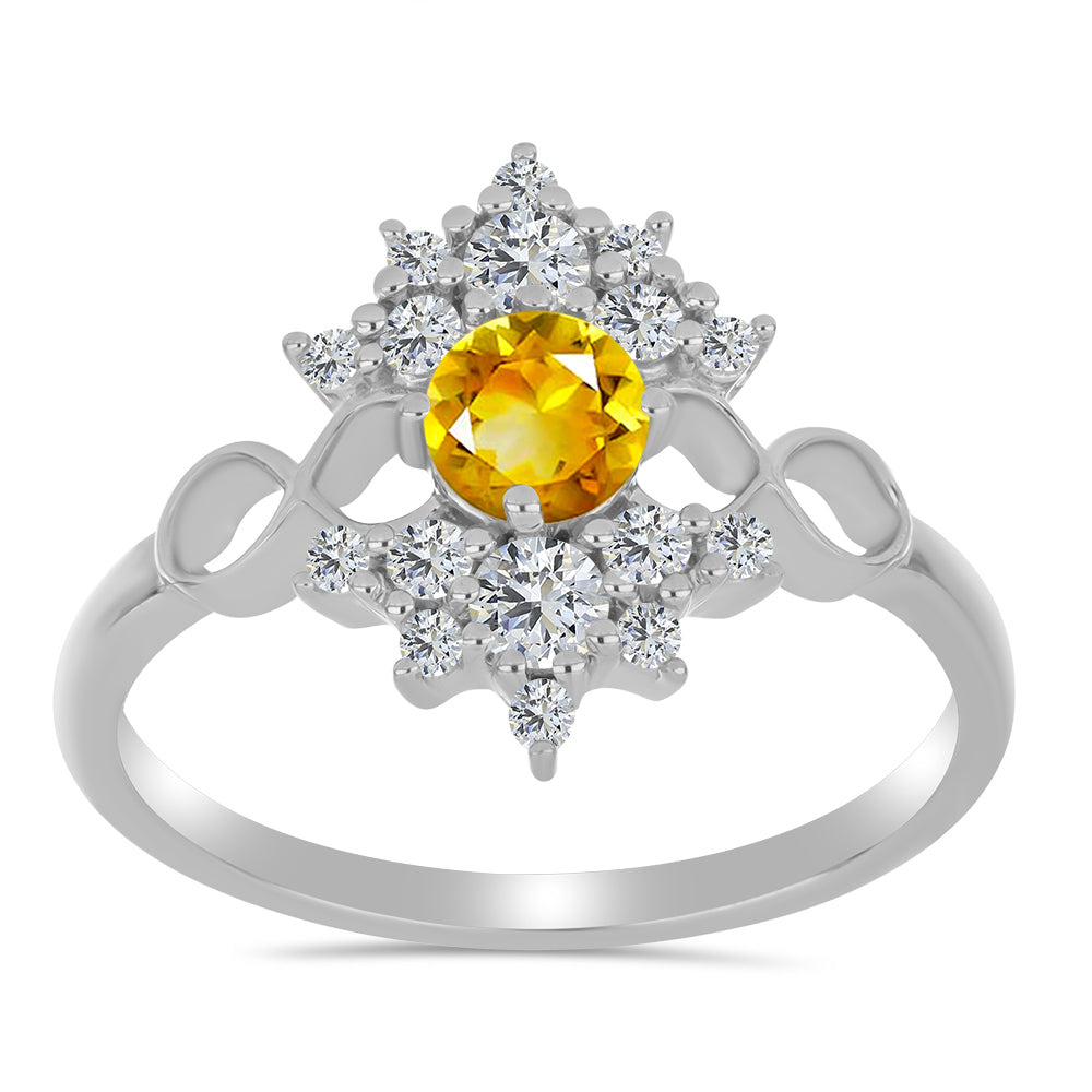 Anel de Prata com Citrino de Ural e Topázio Branco 3 