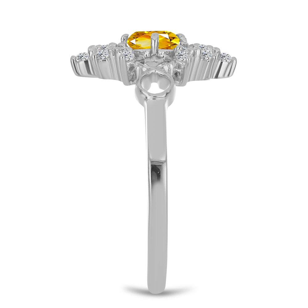 Anel de Prata com Citrino de Ural e Topázio Branco