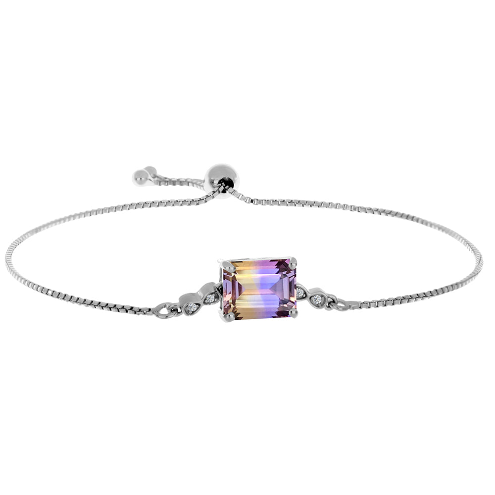Pulseira de Prata com Ametrino de Anahi e Topázio Branco  Contraste: Cabeca de Veado (800) 1 