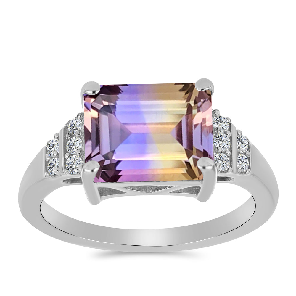 Anel de Prata com Ametrino de Anahi e Topázio Branco