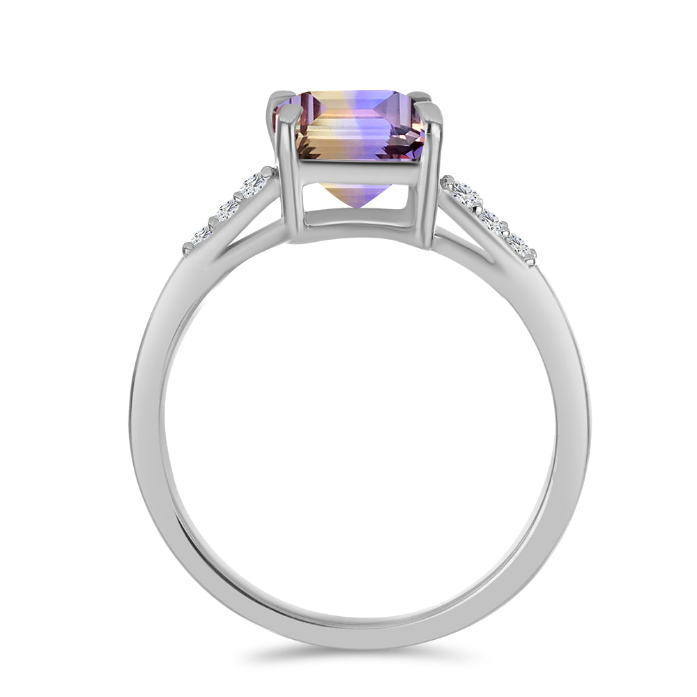 Anel de Prata com Ametrino de Anahi e Topázio Branco