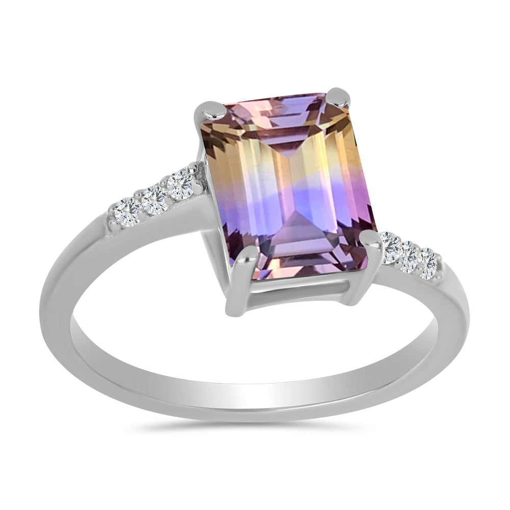 Anel de Prata com Ametrino de Anahi e Topázio Branco