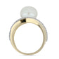 Anel de Prata com Banho de Ouro com Pérola de Água Doce Branca e Topázio Branco  Contraste: Cabeca de Veado (800)
