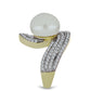 Anel de Prata com Banho de Ouro com Pérola de Água Doce Branca e Topázio Branco  Contraste: Cabeca de Veado (800)