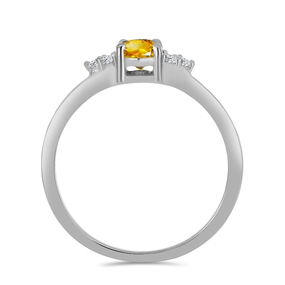 Anel de Prata com Citrino de Ural e Topázio Branco